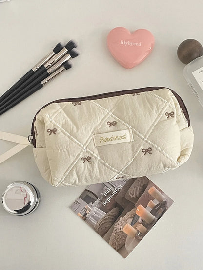 1PC Pink Strawberry Women Cosmetic Quilted Bag Portable Travel Organizer Toiletry Makeup Storage Pouch Handbag Ladies Zipper Bag