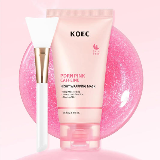 Ship from US KOEC PDRN Pink Caffeine Overnight Face Mask, Sleeping Wrapping Mask, Night Facial Mask, Moisturizing Skin Care, Hydrating Beauty Care for All Skin Types