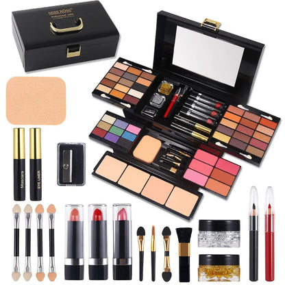 All‑in‑One Makeup Palette Pigmented Matte Shimmer Eyeshadow Blush Contour Kit Full Cosmetic Set for Beginners & Makeup Artists