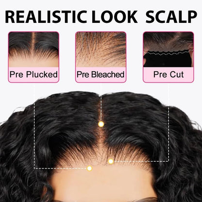 14 16 Inch Curly Deep Wave 13x4 Lace Frontal Wigs Short Bob Wig Brazilian Remy 100% Human Hair 4x4 Transparent Lace Front Wig