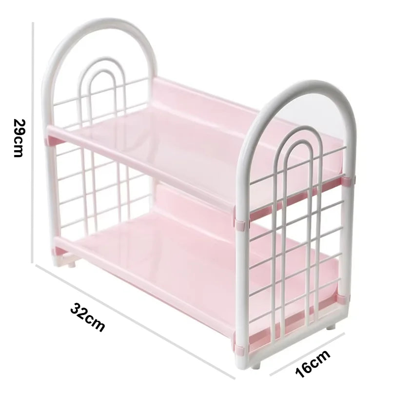 2-Layer Simple desktop Storage Rack for Household Use, Suitable for Storing Cosmetics and Miscellaneous Items in Dormitories