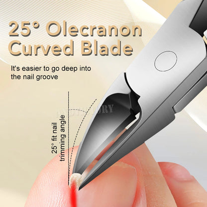 1Set Angle Head Nail Clippers Set for Thinck Ingrown Nail Stainless Steel Ingrown Toenail Clipper Nail Cutter Set Manicure Tool