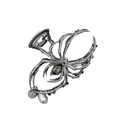 1Pcs Halloween Black Spider Hair Claw Clips with Pearl Charm Design,Metal Gothic Punk Hair Clips Strong Hold Hair Accessories