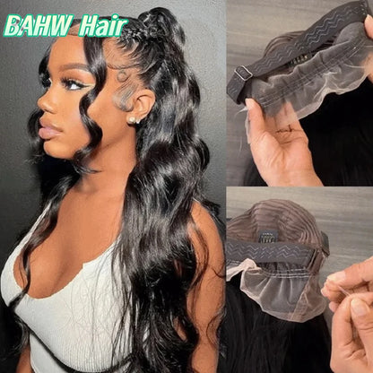 Peruvian Hair Invisible Strap 360 Full Lace Frontal Body Wave Wig Human Hair Natural Color Drawstring 360 Lace Frontal Wig