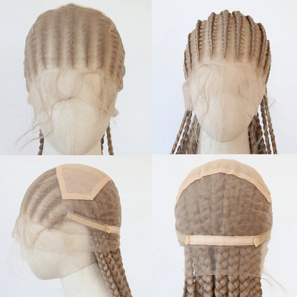 Black Braided Wigs Synthetic Full Lace Wig Glueless Full Lace Synthetic Wig Heat Resistant Fiber Wig for Women Daily Wear