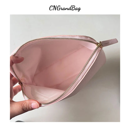 Customized Letters PU Leather Cosmetic Storage Bag Classic Simple Atmosphere Solid Color Make Up Bag Advanced Zipper Wash Bag
