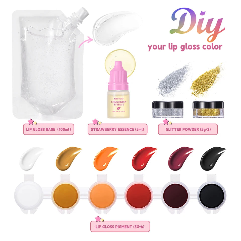 Lip Gloss Base Set for Kids Gifts Lip Gloss Making Kit Diy Lip Gloss Kit Moisturizing Nourish Lip Gloss Pack Set Cosmetics