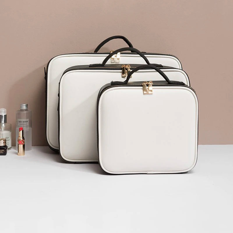 Waterproof PU Leather Cosmetic Bag Professional Large Capacity Storage Make Up Handbag Case Travel Toiletry Makeup Bag For Women