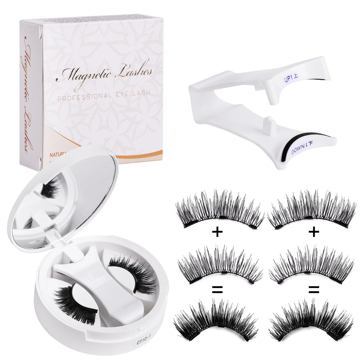 Hot 1 Pair Magnetic Eyelashes Handmade Fluffy Faux Mink Lashes Reusable Natural False Eyelashes and Magnetic Tweezers Set Makeup