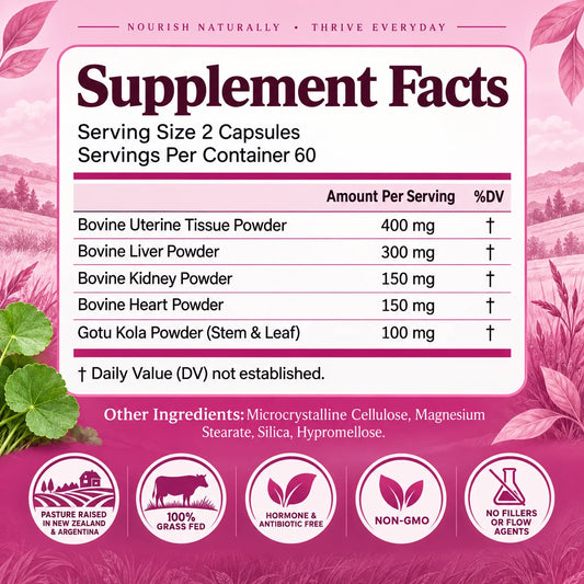 Beef Organs Supplement - Hormone Balance, Supports Women's Overall Health, Energy & Wellbeing, Promote Cellular Energy,Vitality