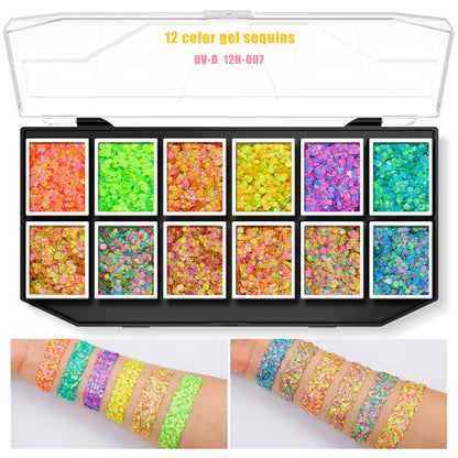 Christmas Sequins Decorative Body Cream Luminous Holographic Multicolor UV Chunky Glitter Gel Paste Palette