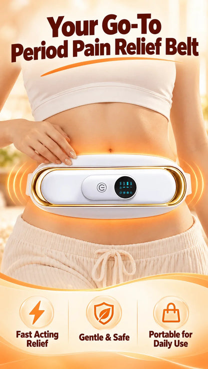 Period Pain Relief Belt Soothing Heating Vibration Waist Massager for Menstrual Cramps & Lower Back Soreness