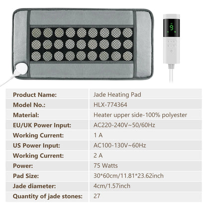 Jade Heating Pad for Period Comfort, Warm Belly Wrap with 27 Natural Jade Stones, 9 Heat Levels, 4 Timers, Washable Mat