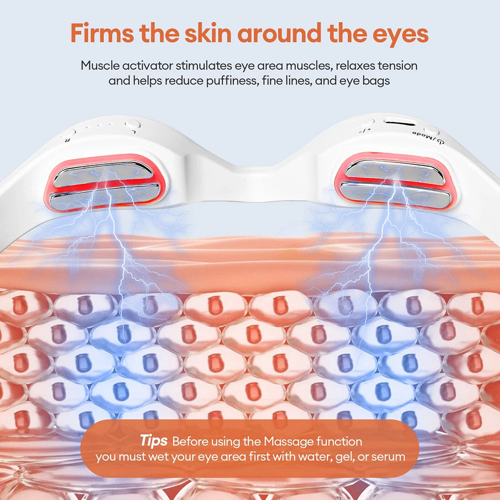 New 3D Eyes Massager Electric Eye Massage Glasses EMS Red Light Eye Care Lighten Dark Circles Eye Relax Massager