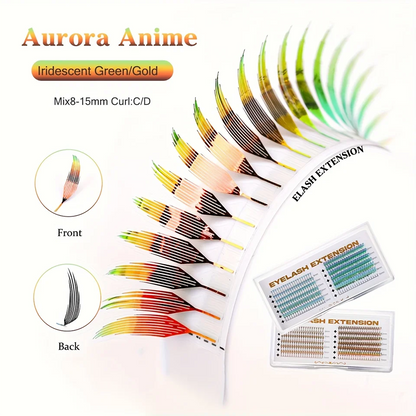 New Tinsel Anime Eyelash Extension Dual Sided Holographic Manga False Eyelash Feather Colored Christmas Party Comic Spire Lashes