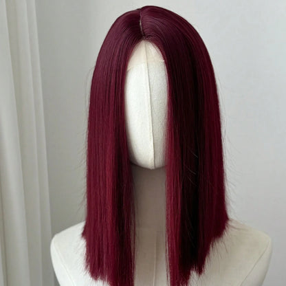 Ashely Bob Red Lace Front Wigs for Women Short WINE RED Bob Wig Middle Part Synthetic Hair Wigs Heat Resistant Cosplay Hair Wigs