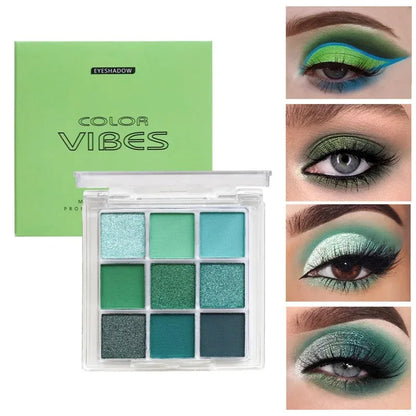 9 Colors Glitter Eyeshadow Palette Purple Glitter Pearlescent Matte Eye Shadows Shimmer Long Lasting Women Eye Pigments Makeup