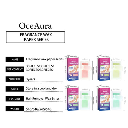 OceAura Hair Removal Wax Strips for Legs and Body Hair Growth Postponement Easy Operation Non-Irritating Depilatory Wax Strips
