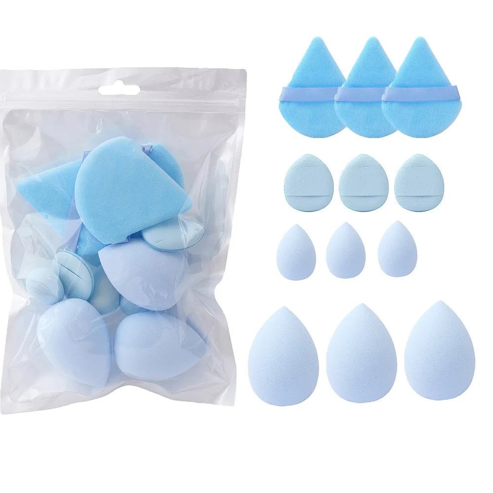 12pcs Makeup Accessories All-Purpose Makeup Sponge Set 4Types Beauty Tools Cosmetic Puff Dry Wet Dual Use Powder Puff