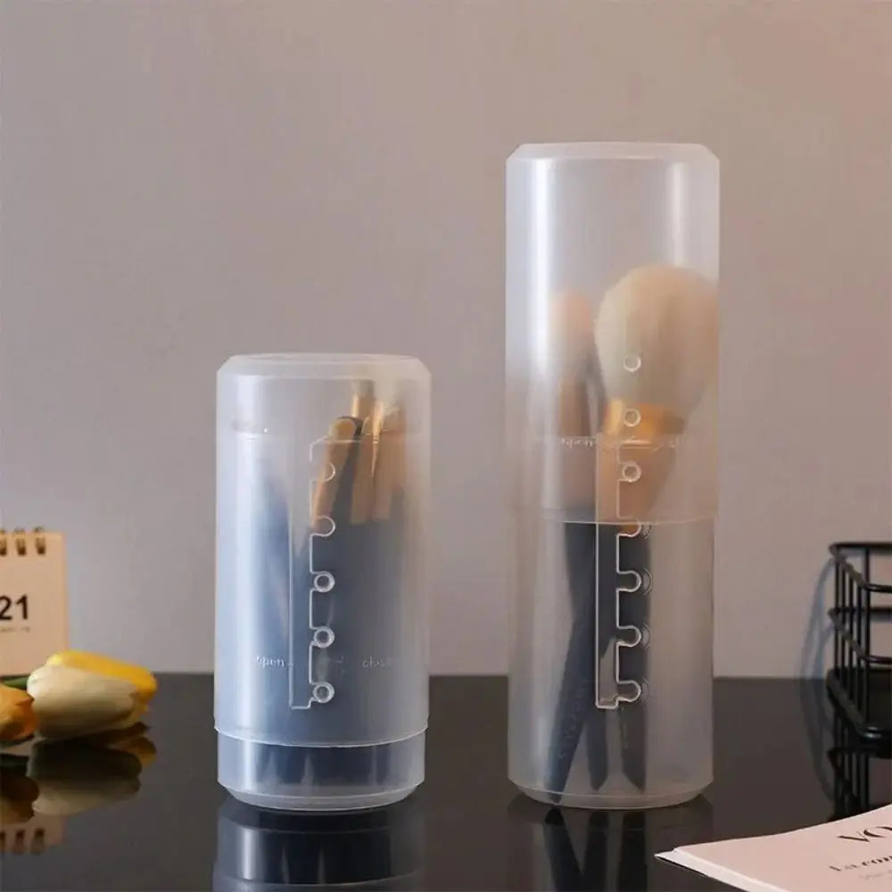 New Transparent Adjustable Height PVC Makeup Brush Holder Display Storage Cup Organizer With Lid Dustproof Toiletry Package Box