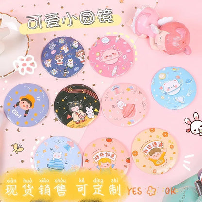 30 Pcs Cartoon Flower Cosmetic Mirror / Sweet Women Makeup Pocket Mini Portable /Nice Party Christmas Gift