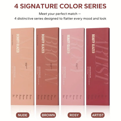 Beauty Glazed 6pcs Matte Nude Sponge Lip Liner Set  Long-Lasting Silky Waterproof Texture Multi-Function Makeup Pens