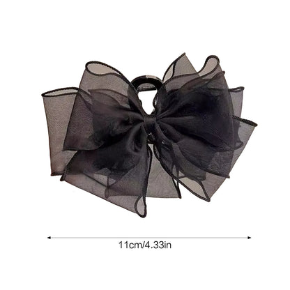 Elegant Black Bowknot Hair Claw for Women Bow Hair Claw Super Fairy Rhinestone Ponytail Braid Hair Claw Clip for Girlfriend