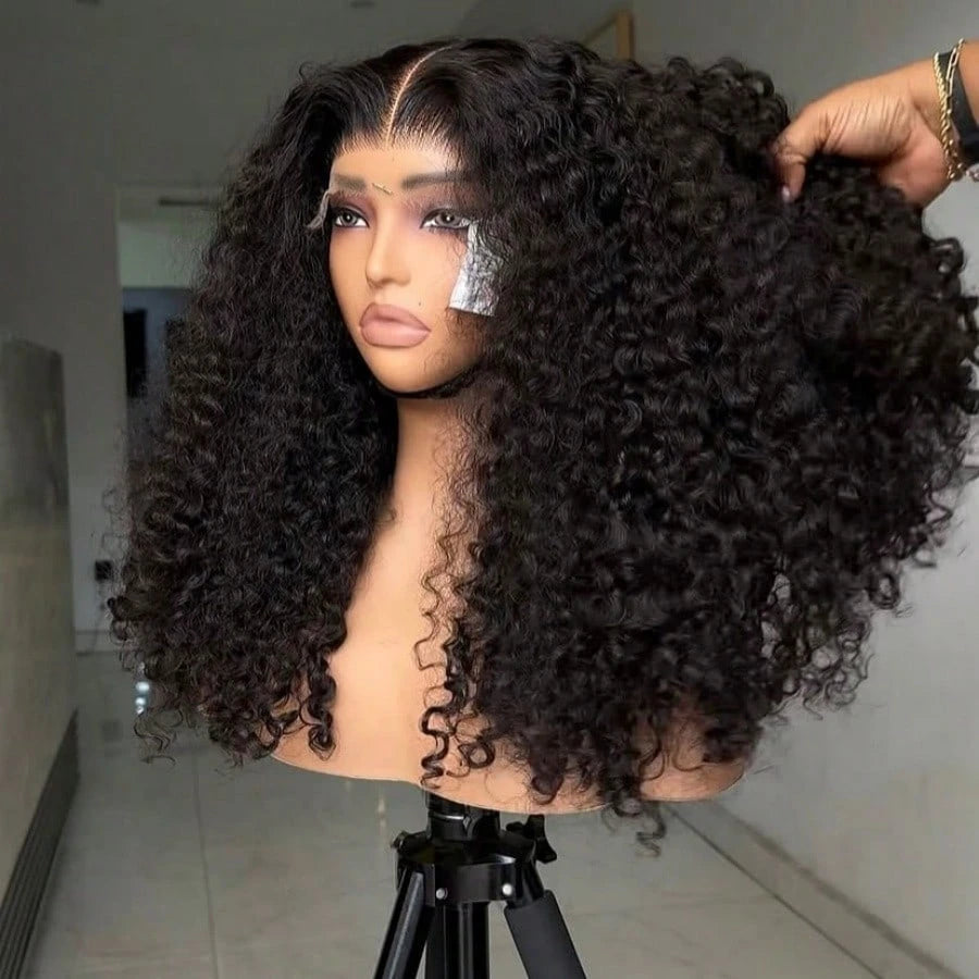 250 Density Jerry Curly Human Hair Wig 360 HD Transparent Lace  Curly Wigs 36 Inches Preplucked