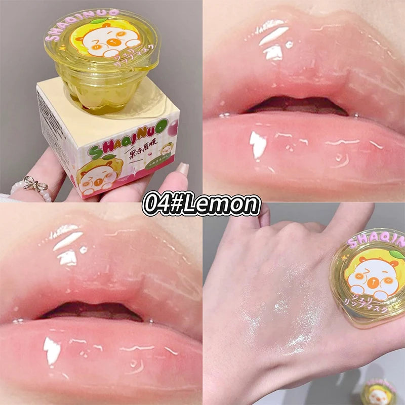 Shaqinuo Jelly Lip Mask Moisturizing and Hydrating Sleep Fruit Lip Balm for Students to Reduce Lip Lines and Prevent Dryness, a Must-Have Christmas Gift for Autumn and Winter.