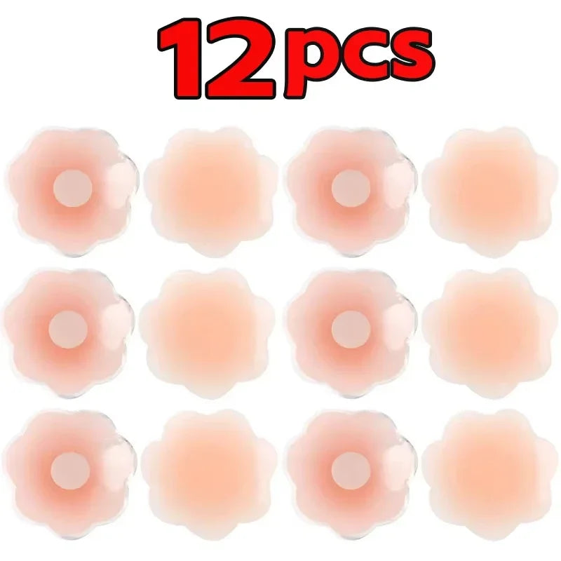 2/6/12PCS Invisible Self Adhesive Chest Paste Reusable Sticker Breast Petal Bra Pad Silicone Petal Nipple Cover