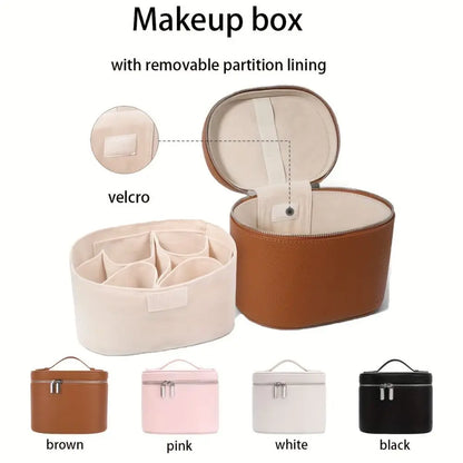 Large Capacity Cosmetic Box PU Leather Internal Storage Box Travel Organizer Bag Waterproof Zipper Closure Makeup Bag Daily Use
