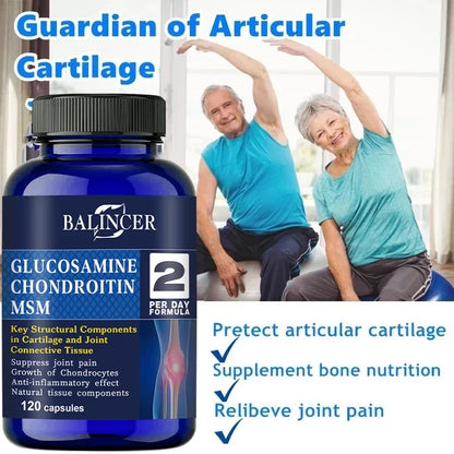 Glucosamine Chondroitin MSM - for Joint and Knee Health, Immune System, Non-GMO, 120 Capsules