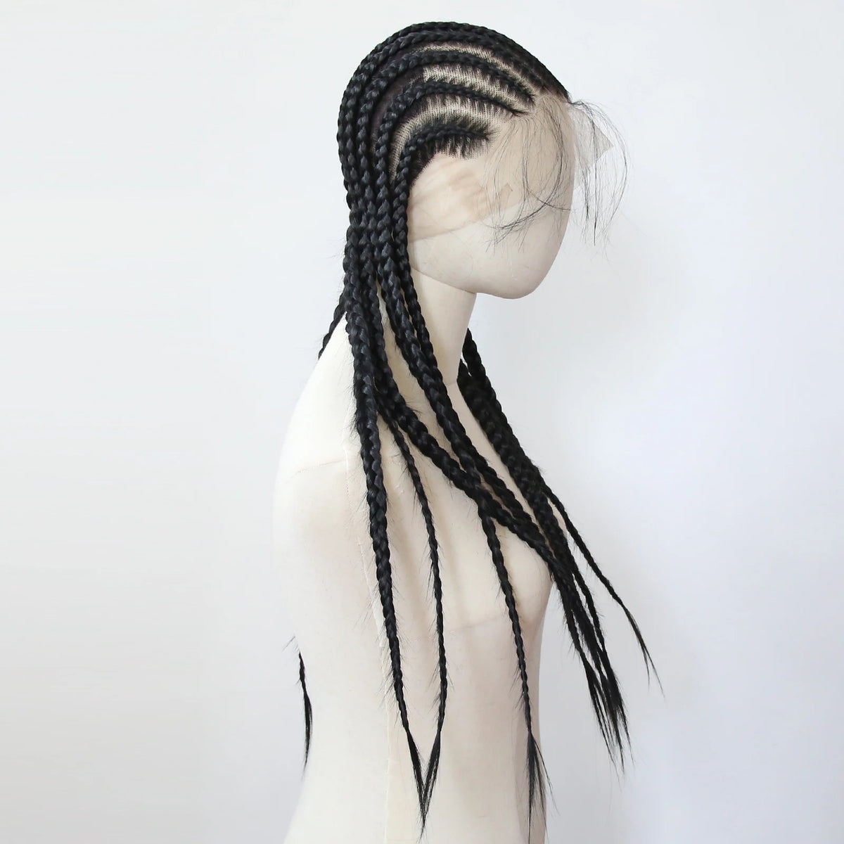 Black Braided Wigs Synthetic Full Lace Wig Glueless Full Lace Synthetic Wig Heat Resistant Fiber Wig for Women Daily Wear