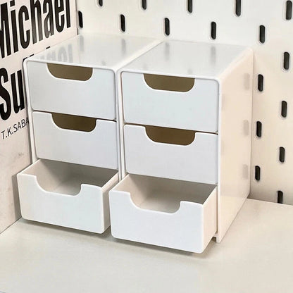 3-Tier Cosmetic Storage Box Organizer With Drawers Multifunctional Countertop Storage For Jewelry Makeup Brush Office Supplies