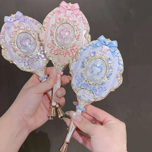 Flower Know Bunny Garde Series Compact Handheld Mirror Portable Cosmetic Makeup Mirror