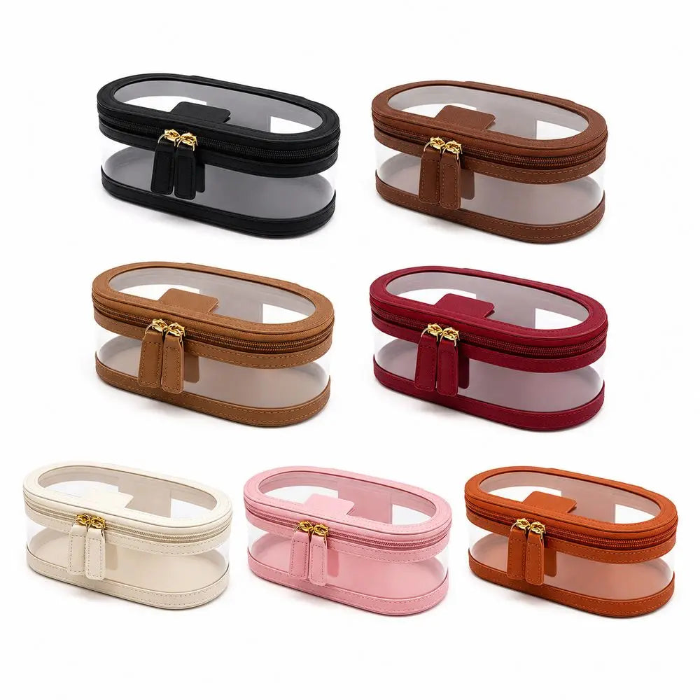 Toiletry Storage Case Transparent Cosmetic Bag Clear Window Double Zipper Cosmetic Organizer Portable Beauty Tools