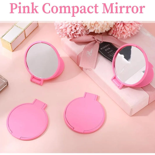 6-60 Pcs Pink Compact Portable Travel Cosmetic Mirror Bulk, Mini Folding Pocket Makeup Mirror Wedding Bridal Shower Party Favor