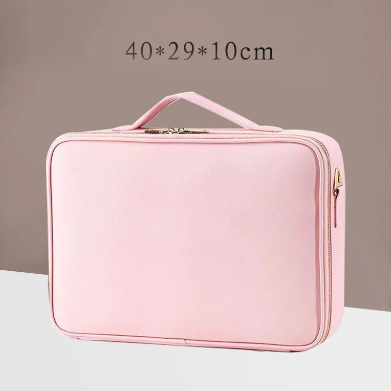 Waterproof PU Leather Cosmetic Bag Professional Large Capacity Storage Make Up Handbag Case Travel Toiletry Makeup Bag For Women