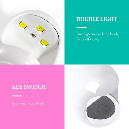 YIKOOLIN 6W Mini LED Nail Lamp UV Quick Drying Portable Eggshell Design Gel Nail Lamp for Gel Curing Cute USB Powered