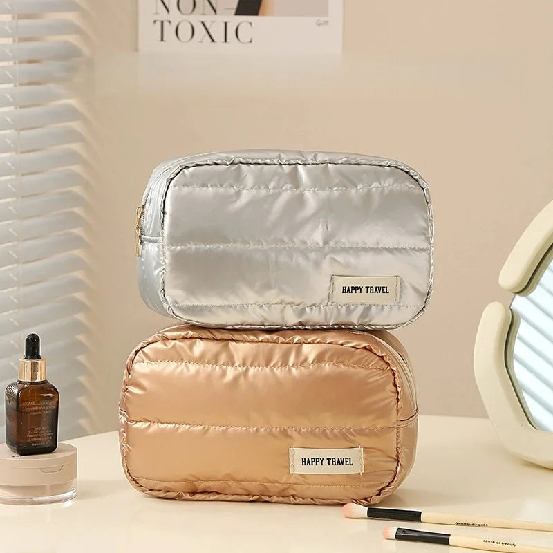 Travel Makeup Bag, Large Capacity Cosmetic Bags for Women, Portable Waterproof Toiletry Bag Makeup Organizer Bag with Handle