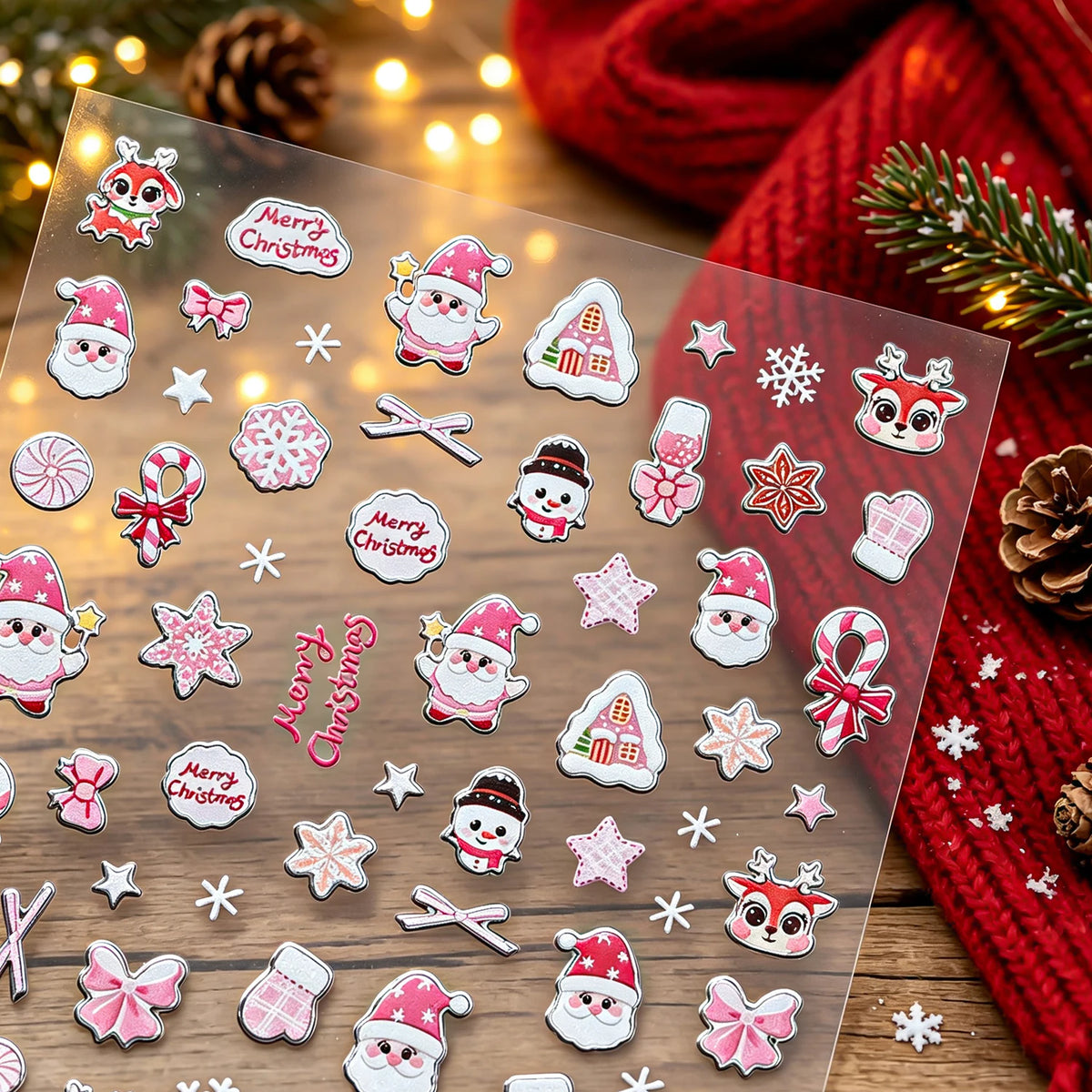 4pcs/set Christmas Snow Globe Snowflake Nail Stickers Round Wreath Polka Dots Merry Christmas Nail Decals Festival Decorations