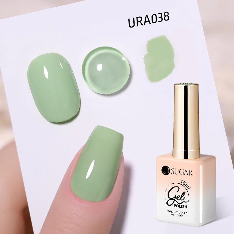 UR SUGAR 15ml Gel Nail Polish Neon Blue Red Green Pastal Nude UV/LED Soak Off No Wipe Nail Gel Polish Suitable For Summer Autumn