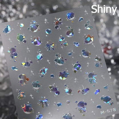 5D Summer Sea Shell Nail Sticker Shiny Embossed Starfish Nails Stickers Summer Beach Wine glass Jellyfish Nail Decals Decoration