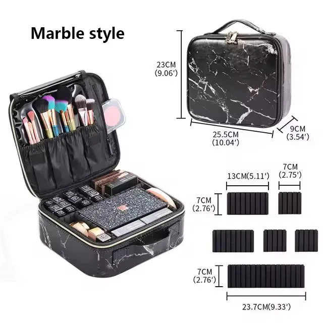 New PU Leather Cosmetic Bag For Women Professional Makeup Case Travel Toiletry Makeup Bag Beauty Nail ToolBox Make Up Handbag