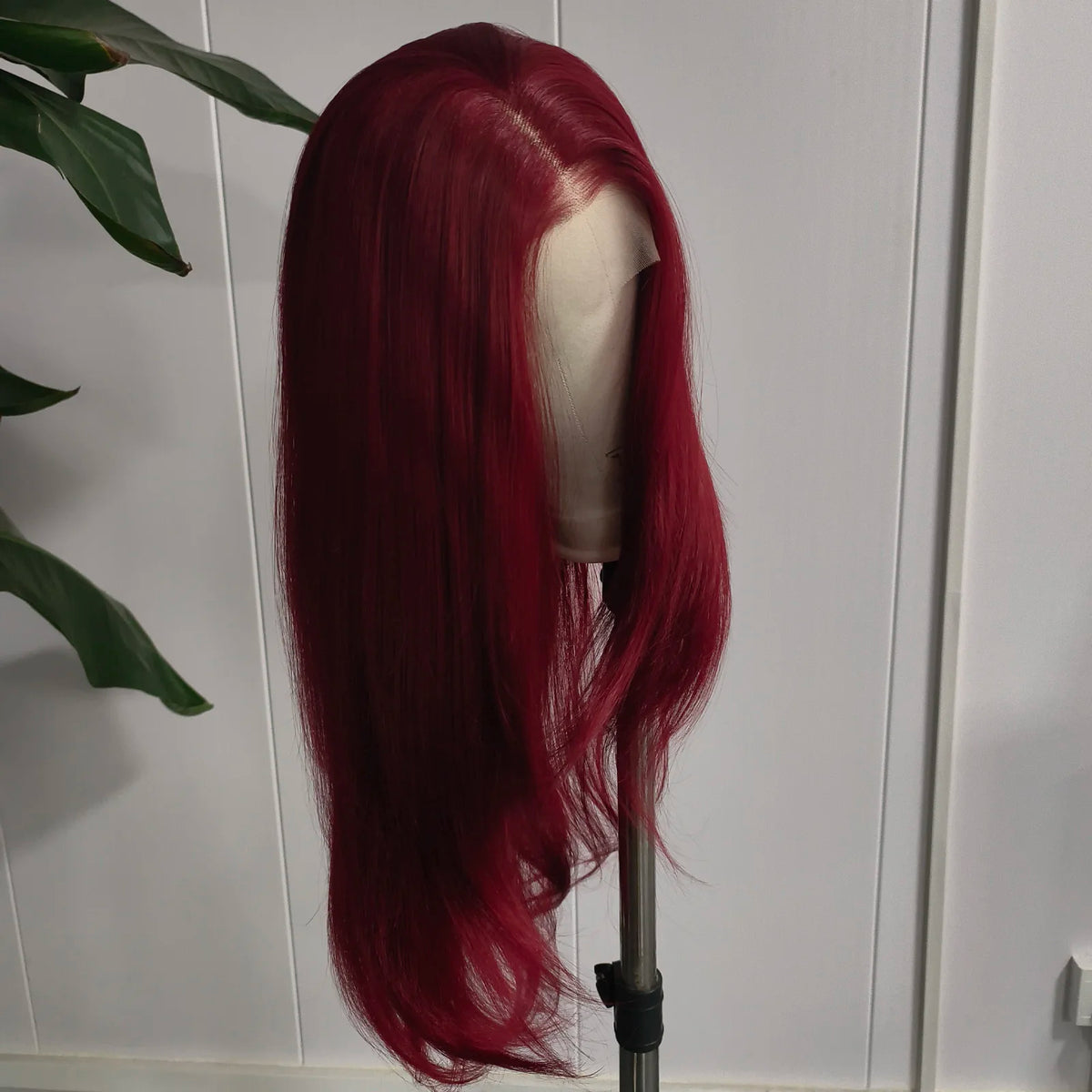 Burgundy Lace Front Wig Pre Plucked with Natural Hairline Long Layered Wig Glueless Synthetic Lace Front Wig for Women Daily Use