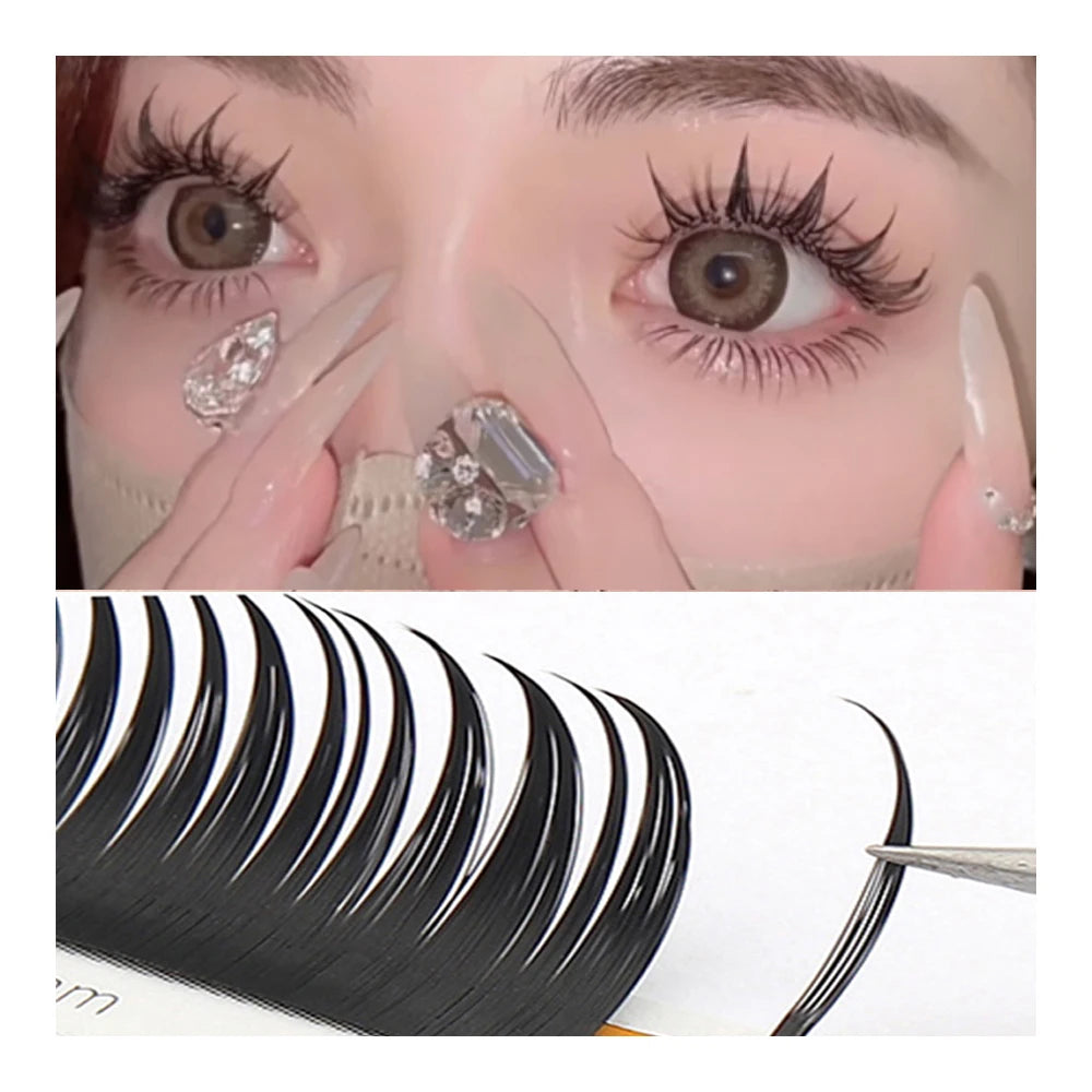 Glitter Color False Eyelash Extension Glitter Individual Fairy Lashes Russian Volume Premade Fan Christmas Halloween Color Lash