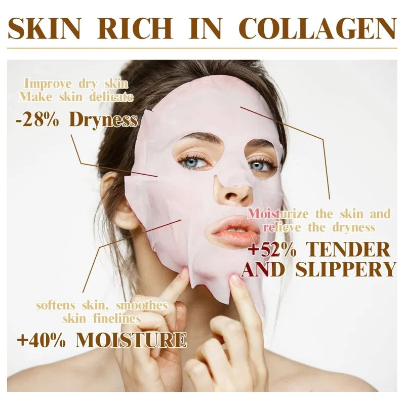 PDRN Collagen Masks Anti Wrinkle Fade Fine Lines Moisturize Brightening Glass Glow Skin Elasticity SkinCare Korean Cosmetics