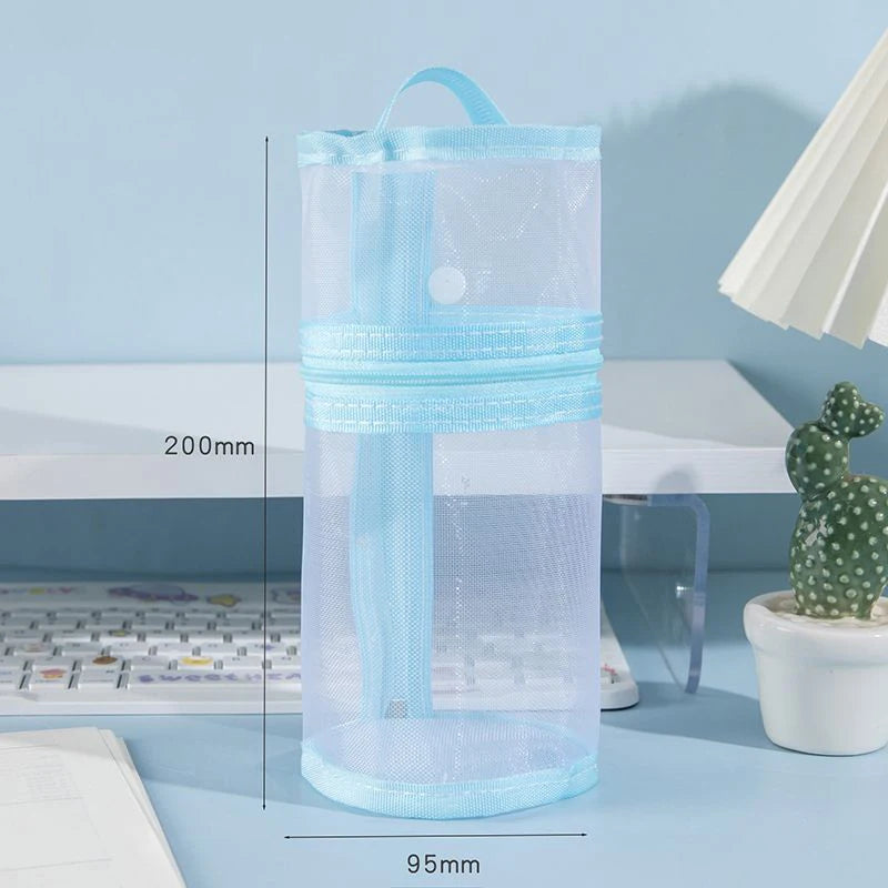 【Mesh Dual-use Makeup Brush Storage Bag Portable Brush Case Large Capacity Brush Bucket Holder Travel Stand-up Pouch】