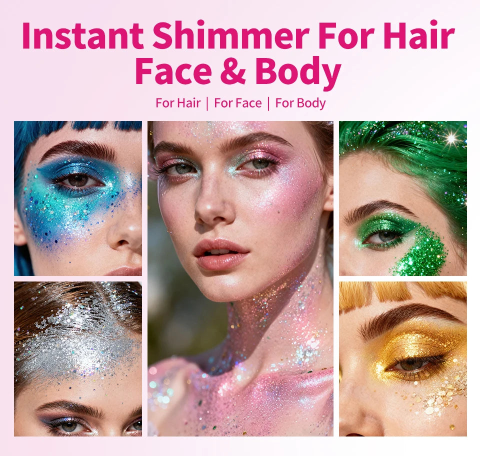 Sparkling Sequins Glitter Gel Stick 8 Colors Sequin Body Glitter Cosmetic Stick Hair Glitter Stick Festival Makeup for Christmas
