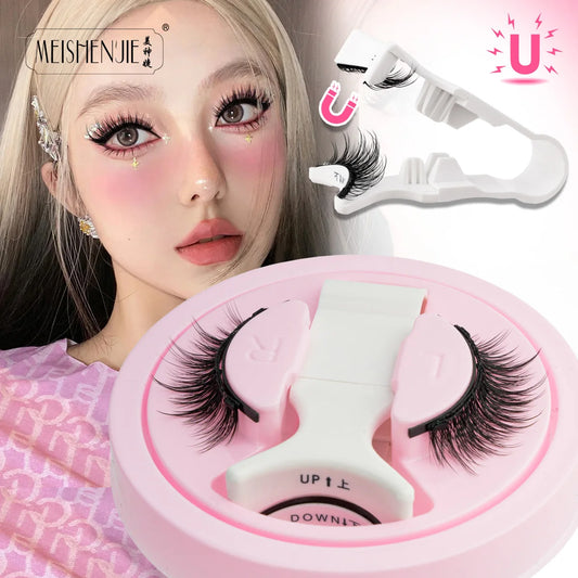 MEISHENJIE 1 Pair Magnetic Eyelashes Set Natural Mink Lashes Handmade Reusable Magnetic Eyelash Tweezers Kit Lash Makeup